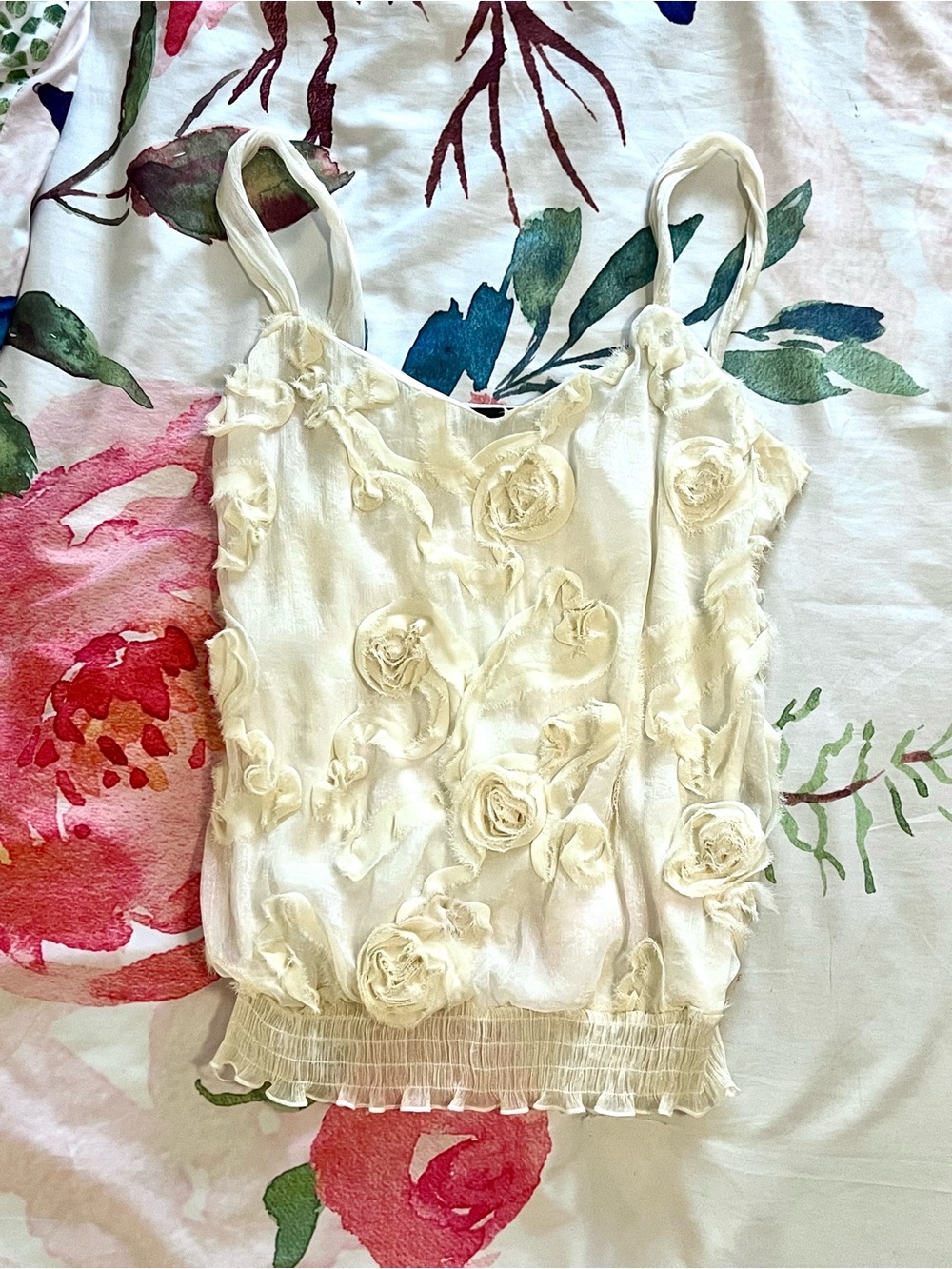 HeartSoul Cream Rosette Tank Top